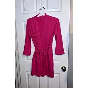 JOSIE Natori Pink Kimono Style Short Bath Robe Jersey Cotton Modal Sz S